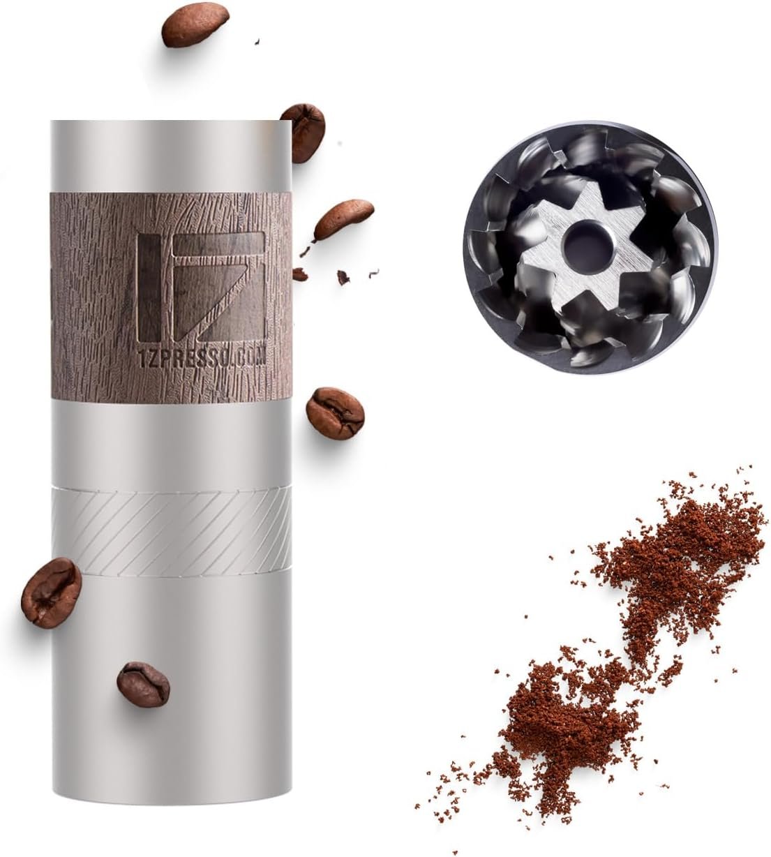 1Zpresso Q2 portable coffee grinder on a table