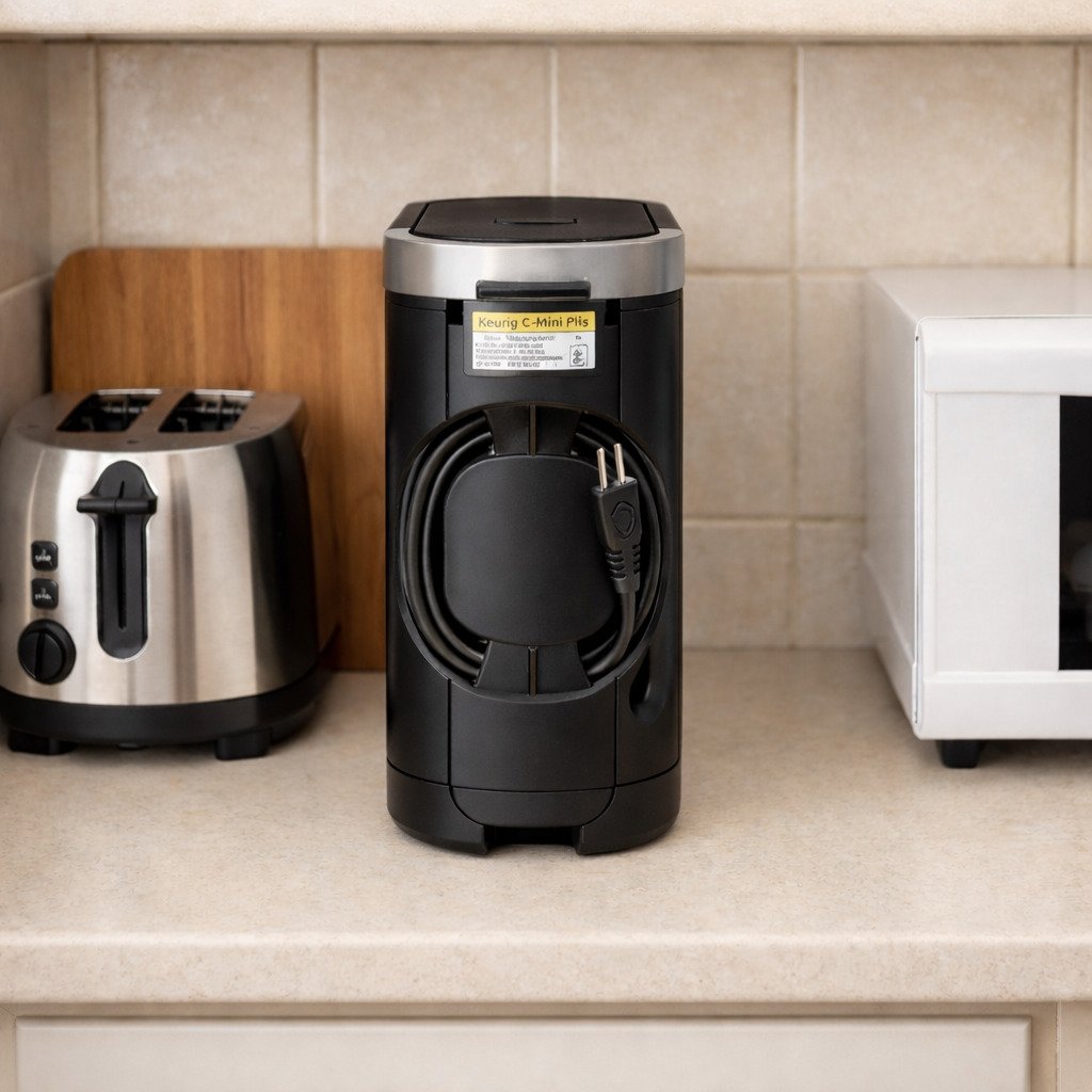 Keurig K-Mini Plus showing back cord wrap for storage