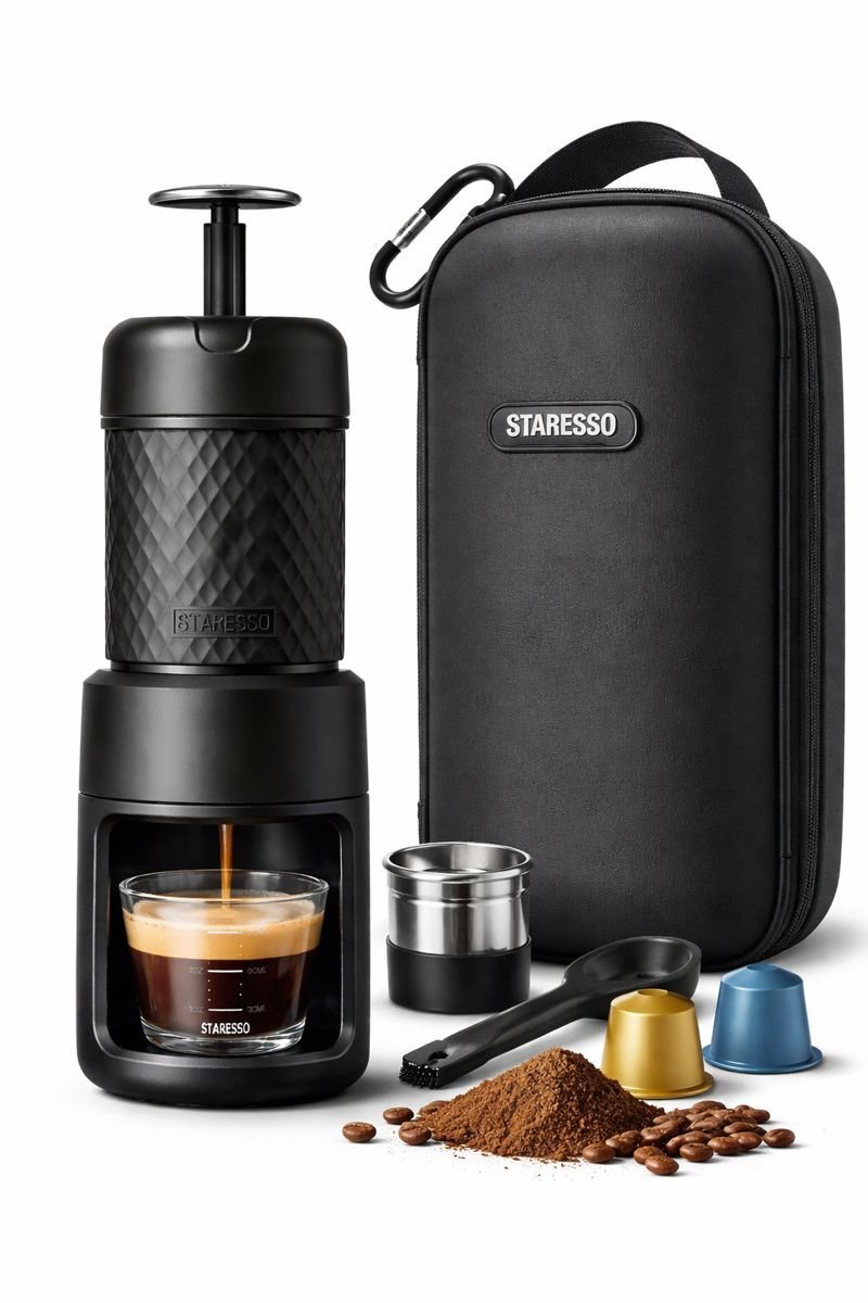 STARESSO Portable Handheld Coffee Maker with carrying case