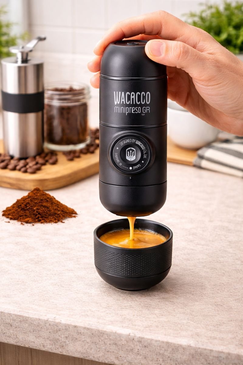 Brewing espresso with Wacaco Minipresso GR