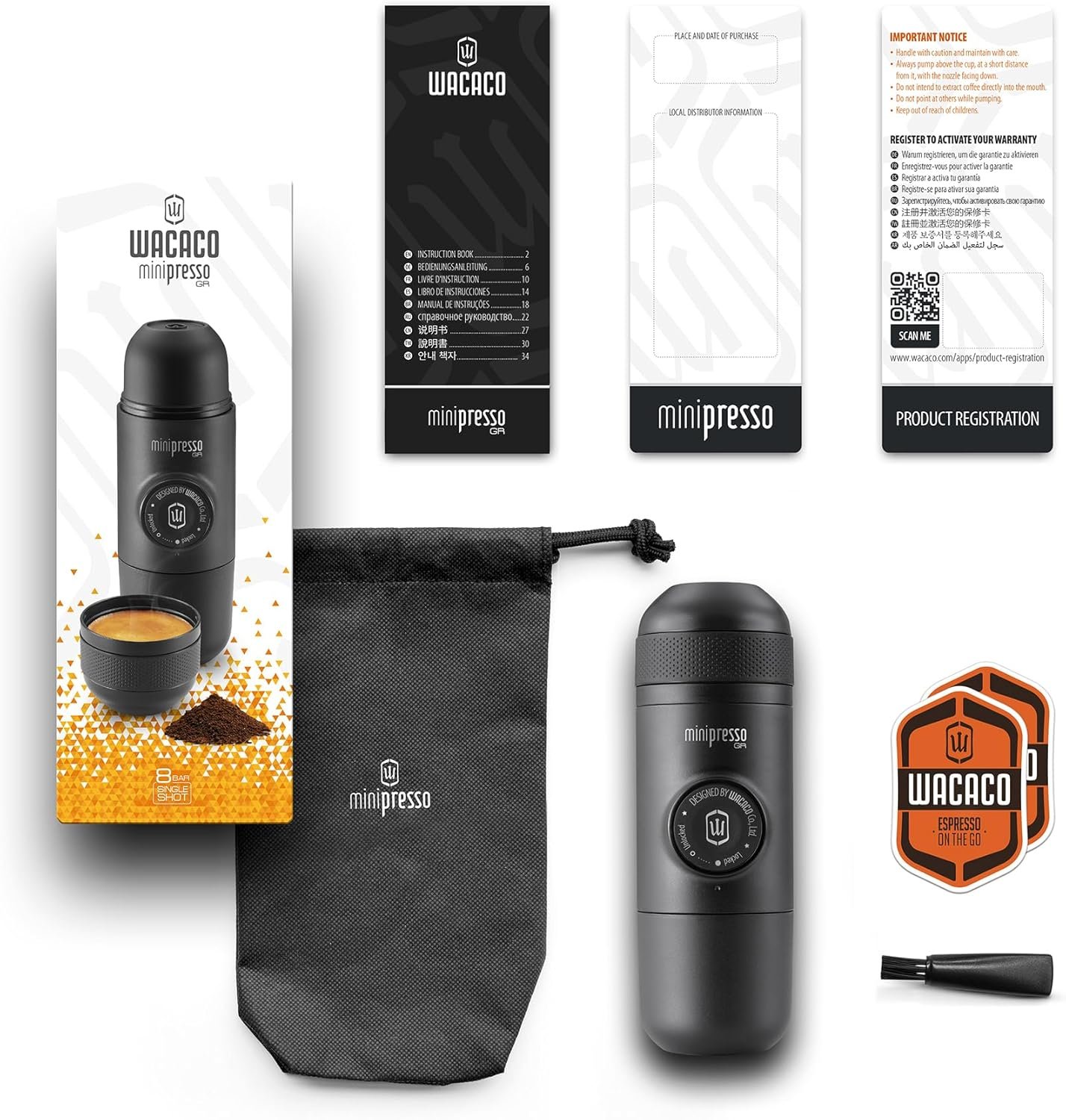 Wacaco Minipresso GR manual espresso maker using ground coffee