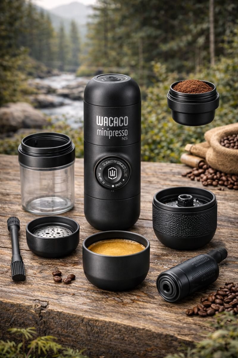 Wacaco Minipresso GR parts and components laid out